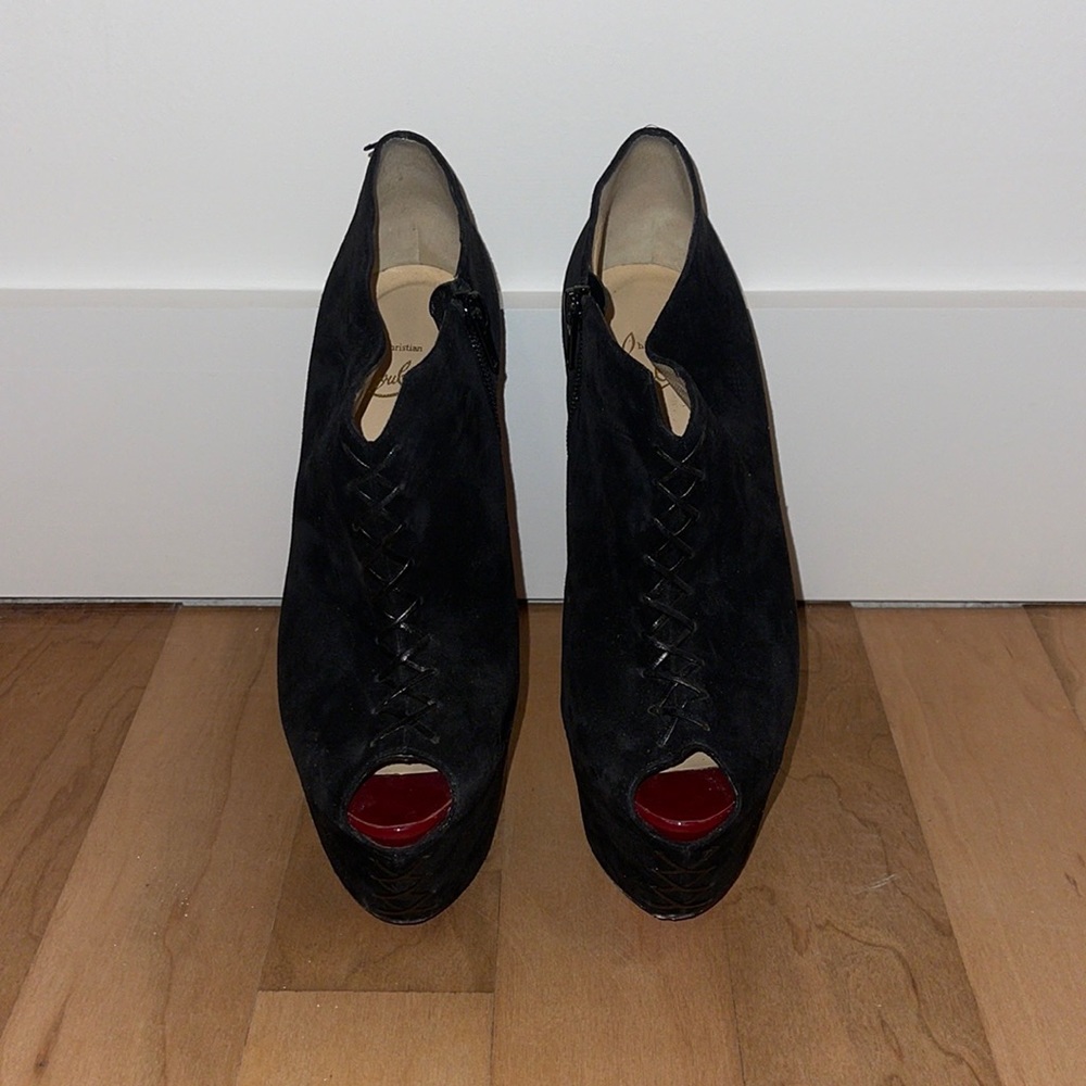 Christian Louboutin black suede pumps